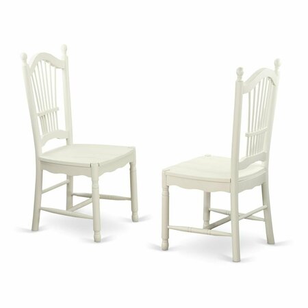 EAST WEST FURNITURE Dover Dining Room Chairs with Wood Seat - Finished in Linen White, 2PK DOC-LWH-W